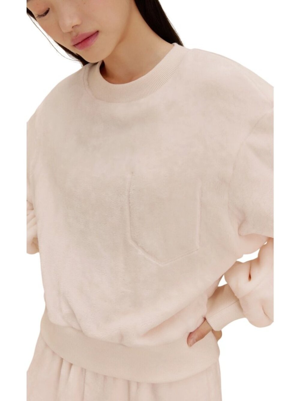 Neiwai Classic Cozy Fleece Pajama Top Beach Sz MED (US 4) Cropped Pink